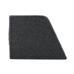 Gray carpeted subwoofer enclosure cover, left side view