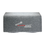 Gray carpeted subwoofer enclosure with Audiopipe logo on the back