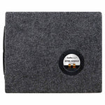 Gray carpet subwoofer enclosure back panel with connection label APSB-1250CLV
