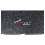 Car subwoofer enclosure with Audio pipe logo on gray carpet rear face