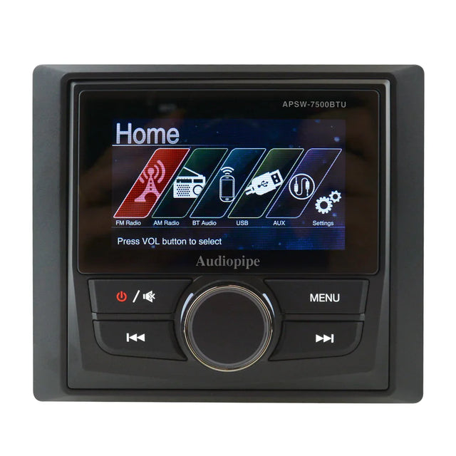 Marine TFT LCD multimedia head unit with illuminated Home menu screen