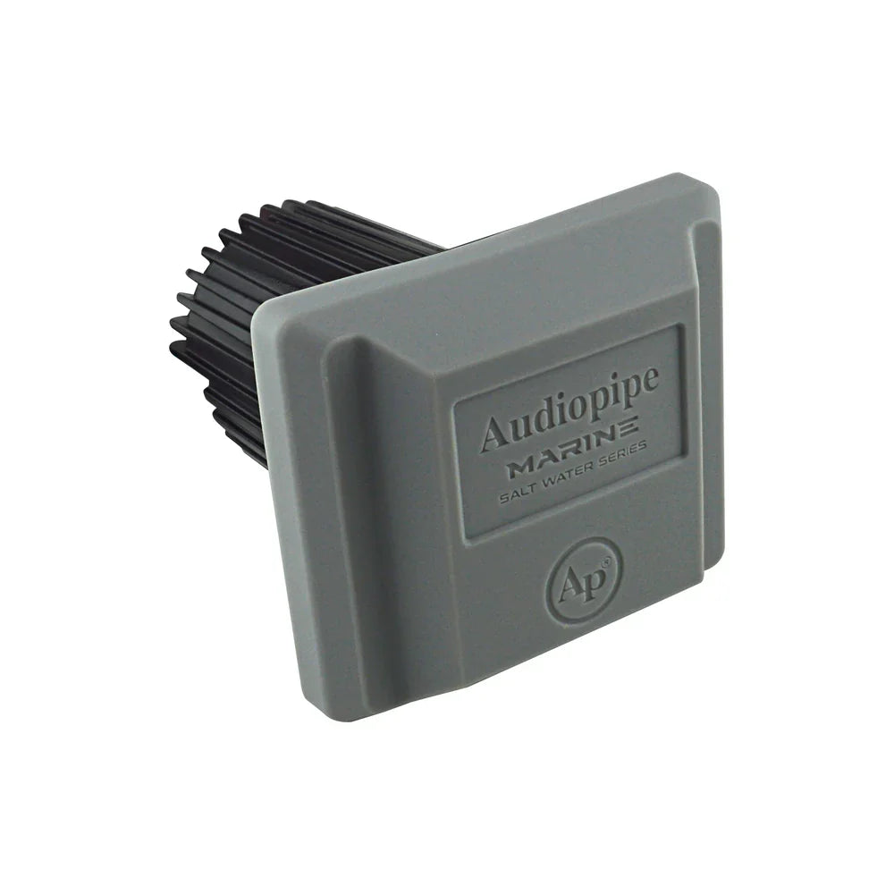 Marine head unit back with heat sink fins and Audiopipe Marine label