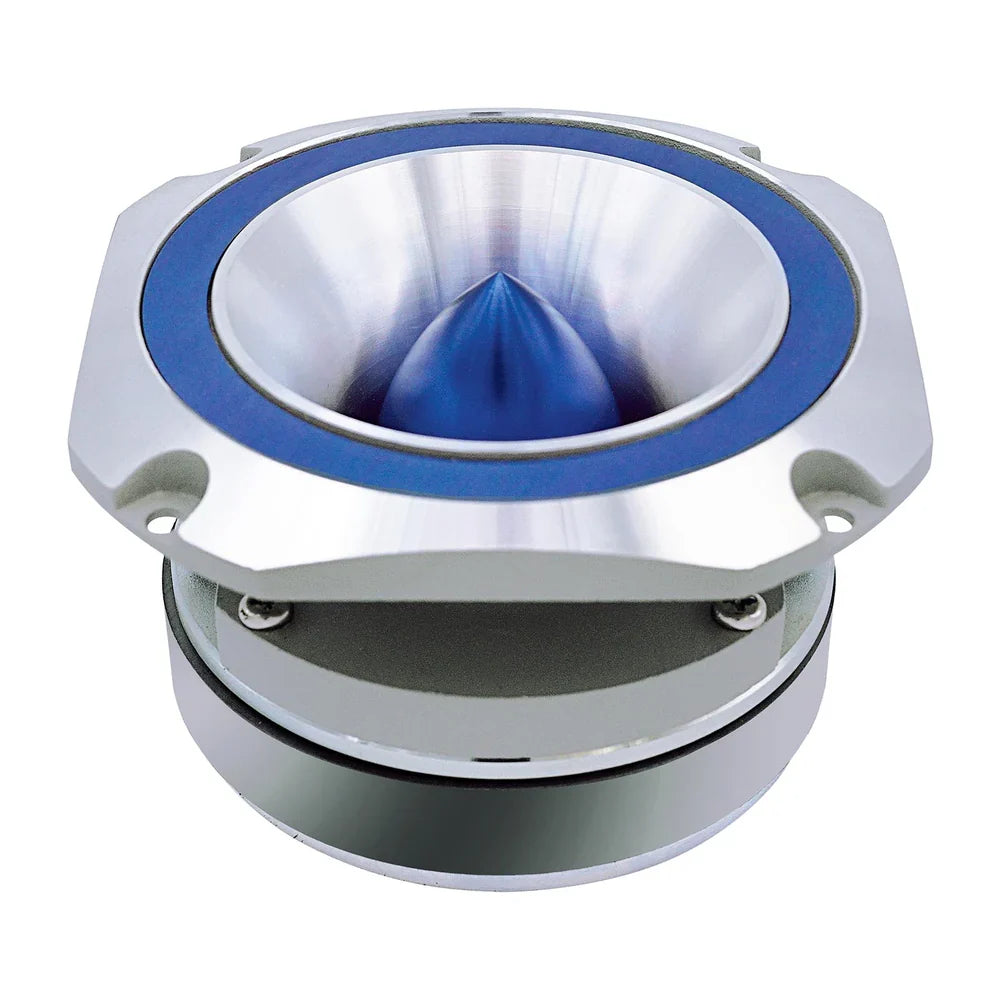 Audiopipe heavy-duty super tweeter with blue face and metal mounting bracket