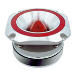 Heavy duty super tweeter with red center, silver metal housing, and mounting screws