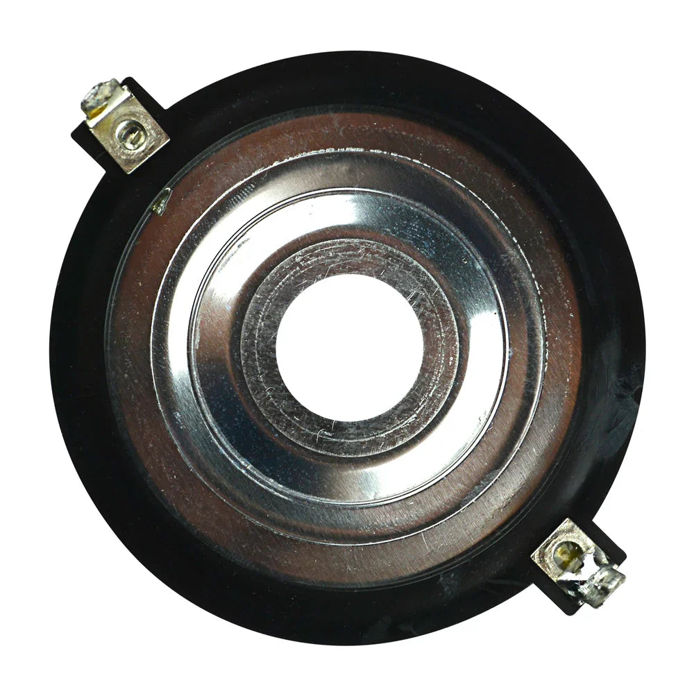 Replacement speaker voice coil with black frame, metal ring, and two screw terminals