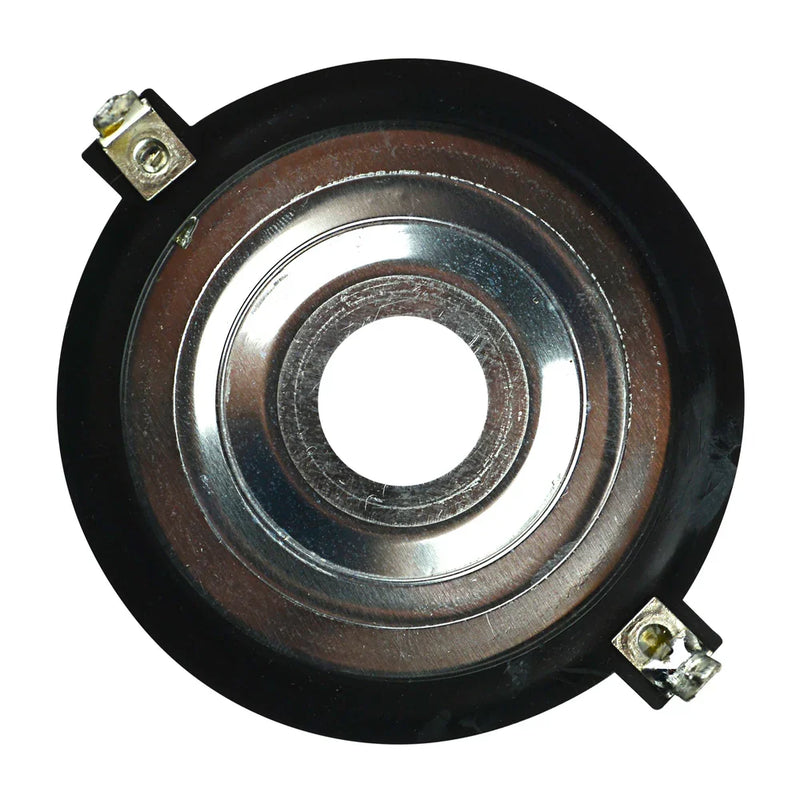 Replacement speaker voice coil with black frame, metal ring, and two screw terminals