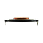 Replacement voice coil side view with copper winding and metal mounting tabs