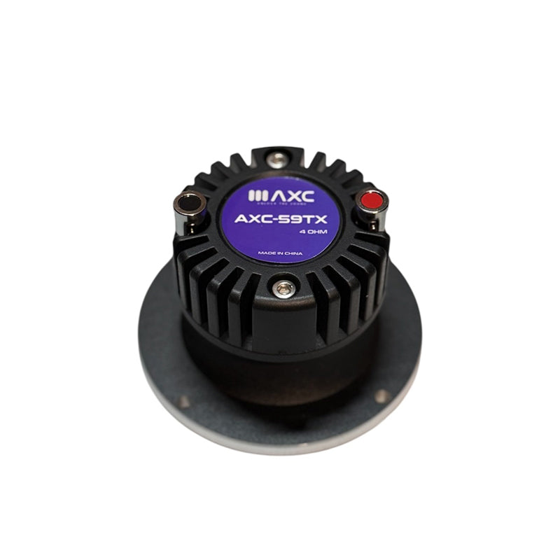 1-inch tweeter rear view with black heat-sink fins and AXC-59TX label