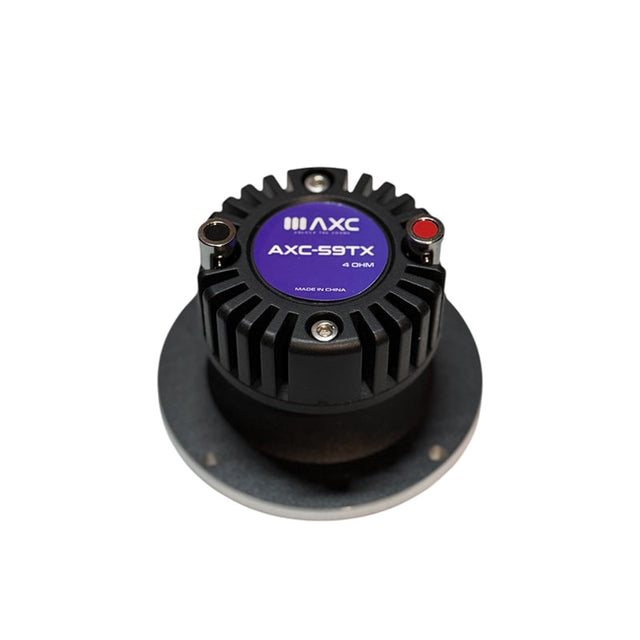 1-inch tweeter rear view with black heat-sink fins and AXC-59TX label