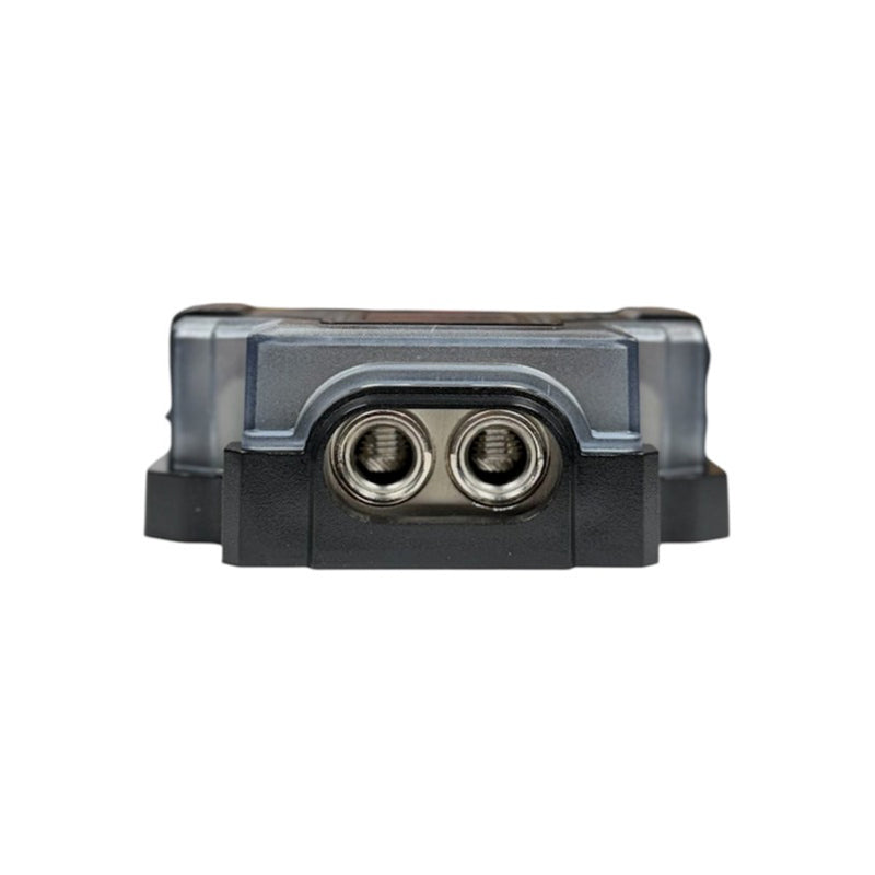 Audio Xtreme Code AC-A2040 distribution block, rear side with two threaded terminal posts
