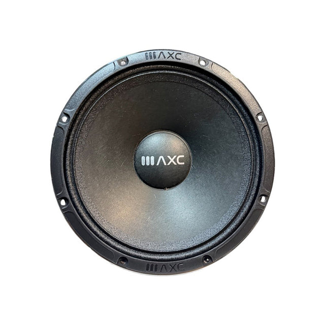 Audio Xtreme midrange speaker driver with black cone and AXC logo