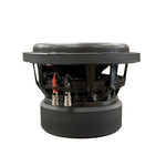 8 in subwoofer top view showing mounting tabs and internal wiring terminals