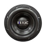 Black 8 in car subwoofer with stamped grille and logo center cone