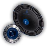 8-inch midrange speaker with blue cone and black surround, Nemesis Audio NA-8MRPK