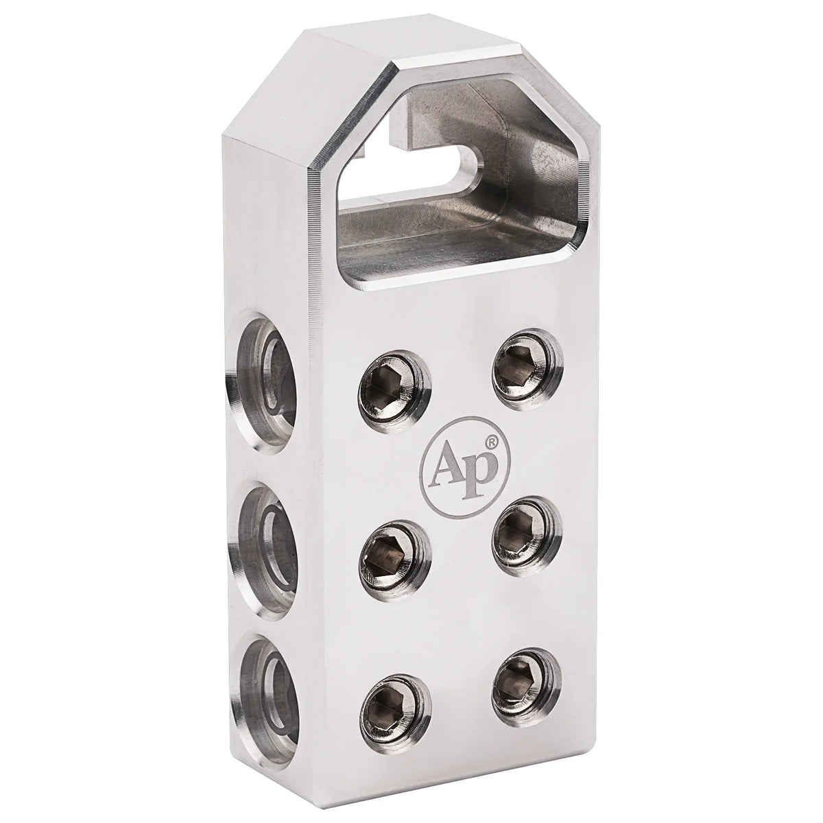 Audiopipe battery terminal block with central slot and six threaded connection holes
