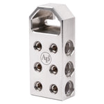 Audiopipe battery terminal with top slot and side mounting ports, machined metal