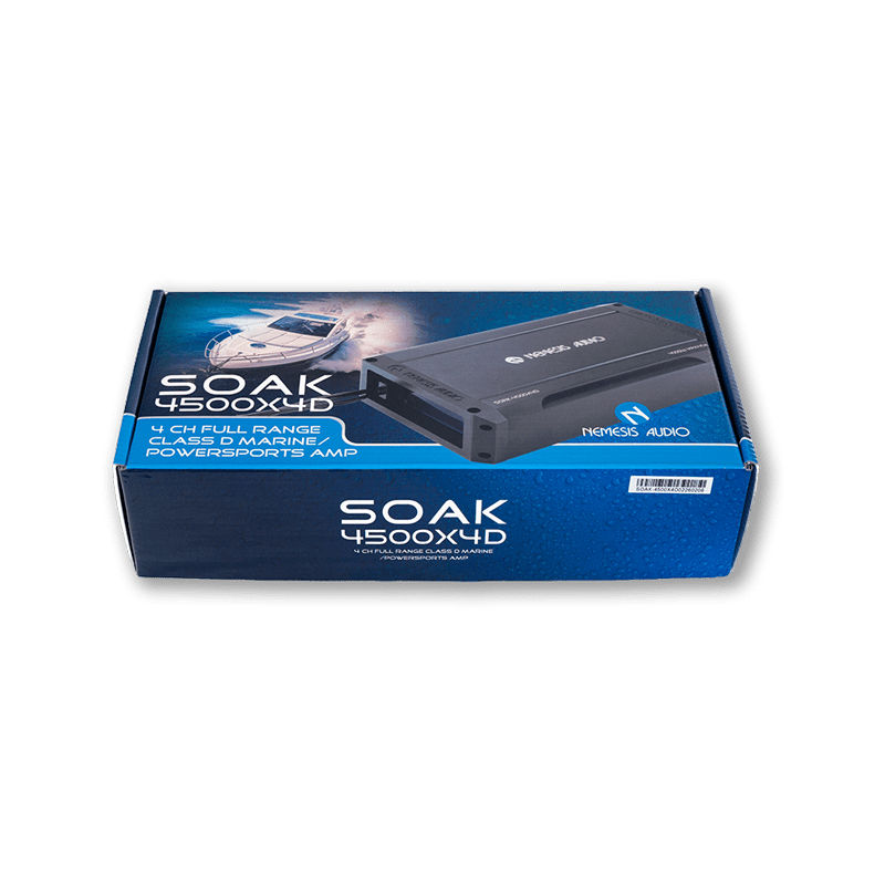 Nemesis Audio SOAK-4500X4D 4500W Max Waterproof 4-CH Marine Amp