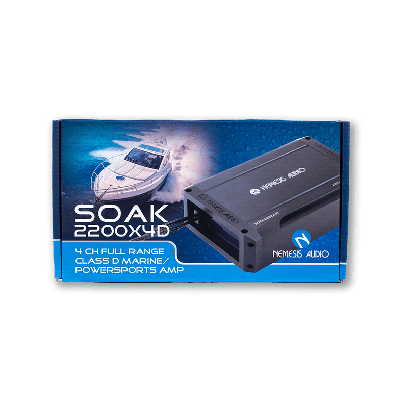 Nemesis Audio SOAK-2200X4D 2200W Max Waterproof 4-CH Marine Amp
