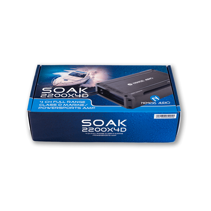 Nemesis Audio SOAK-2200X4D 2200W Max Waterproof 4-CH Marine Amp