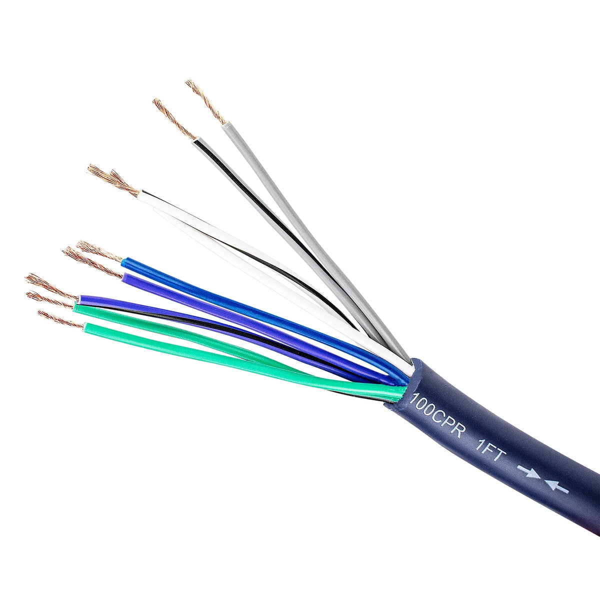 9-conductor speed cable bundle with blue jacket and copper conductors, 100 ft