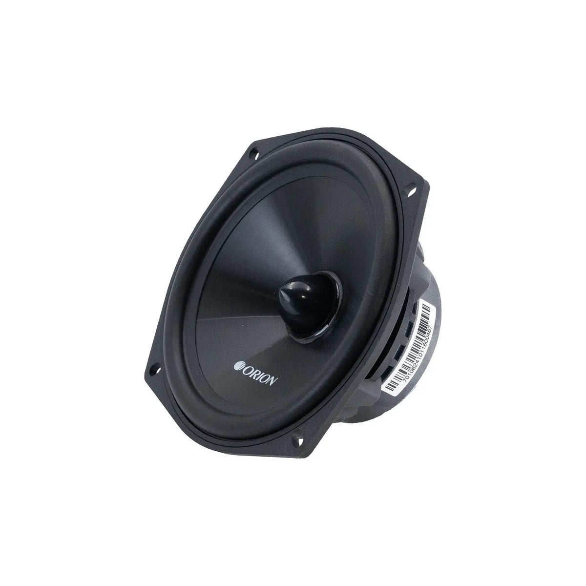 Angled side view of black car tweeter-style speaker with mounting bracket