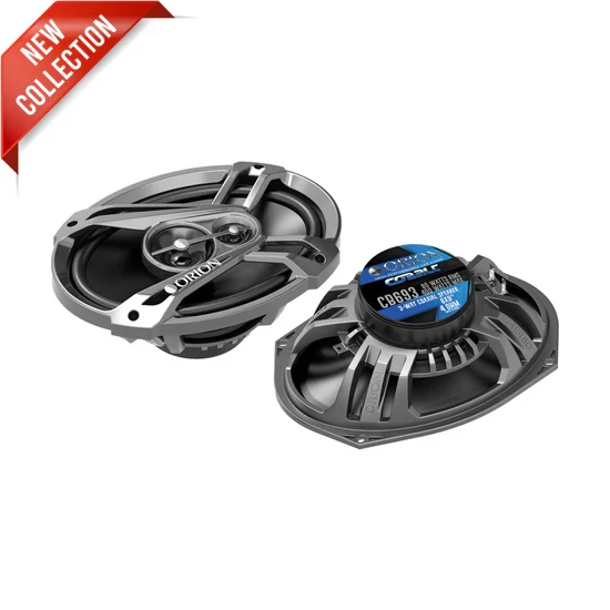 Pair of 6x9 3-way coaxial car speakers with black cones and blue CB693 labels