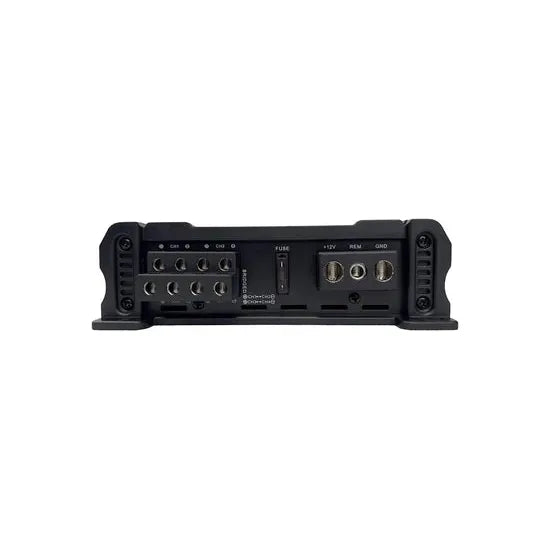ORION 4-channel car audio amplifier rear panel with ports and wiring terminals