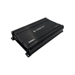 Black Orion car monoblock amplifier angled view with mounting feet