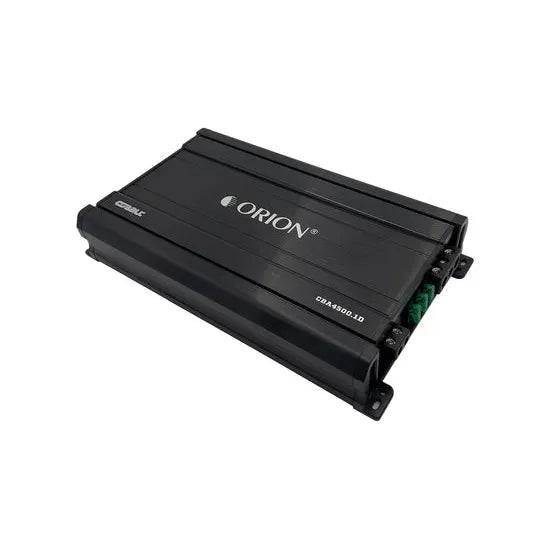 Black Orion car monoblock amplifier top and side panel view