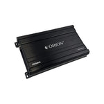 Orion 2-channel car amplifier, black metal chassis with mounting brackets