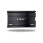 Orion 2-channel car amplifier, black metal case with ORION logo and model marking
