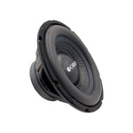 Orion 10-inch subwoofer speaker angled view with blue ring on the cone