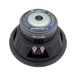 Orion 10-inch subwoofer speaker rear view with silver label and dual terminals