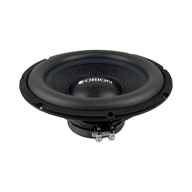 Orion subwoofer speaker with black cone and blue ring trim