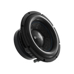 8-inch Orion subwoofer driver angled view, black cone with ORION logo