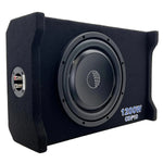 Black passive down-firing subwoofer enclosure with woofer, Orion logo, and CD10 text