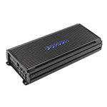 Black 5-channel Class D car amplifier with ribbed heat sink and Orion logo