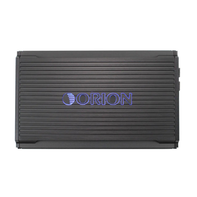 Orion 4-channel class D amplifier with ORION logo on black metal chassis