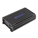 Black Orion monoblock amplifier with blue ORION logo and ribbed heat sink