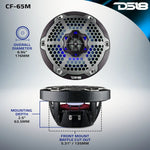 DS18 CF-65M 6.5" 2-Way 100W RMS LED RGB Coaxial Marine Speakers (Pair)