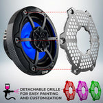 DS18 CF-65M 6.5" 2-Way 100W RMS LED RGB Coaxial Marine Speakers (Pair)