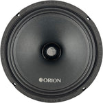 Black 10-inch midrange speaker driver with Orion logo and speaker cone