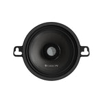 Black car midrange speaker with circular grille and ORION center cap