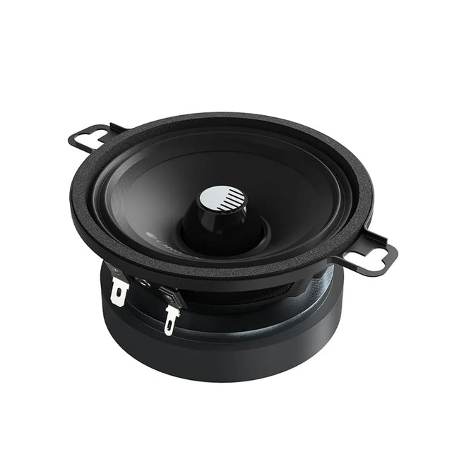 Car midrange speaker with black cone and mounting brackets
