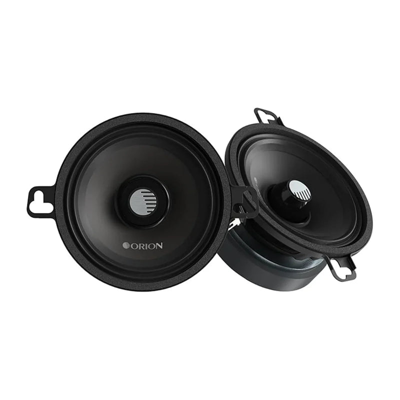 Car midrange speaker pair, black drivers with mounting clips