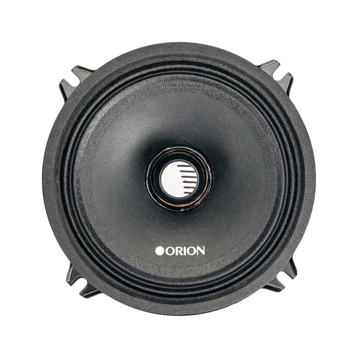 Black Orion 5.25-inch midrange speaker with circular driver and mounting tabs
