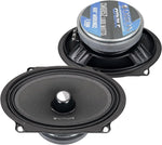 6x8 midrange car speaker pair, black cone with metal basket and dust cap