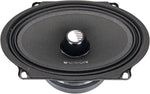 Black 6x8 midrange speaker with center dust cap and textured outer surround