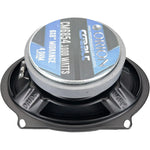 Midrange speaker with silver magnet label and black mounting basket
