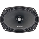 6x9 inch midrange speaker with black cone and ORION logo on dust cap, mounting holes